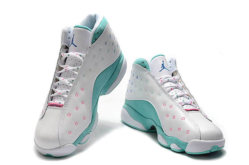 New Air Jordan 13 Retro White Gint Green Pink Shoes For Women